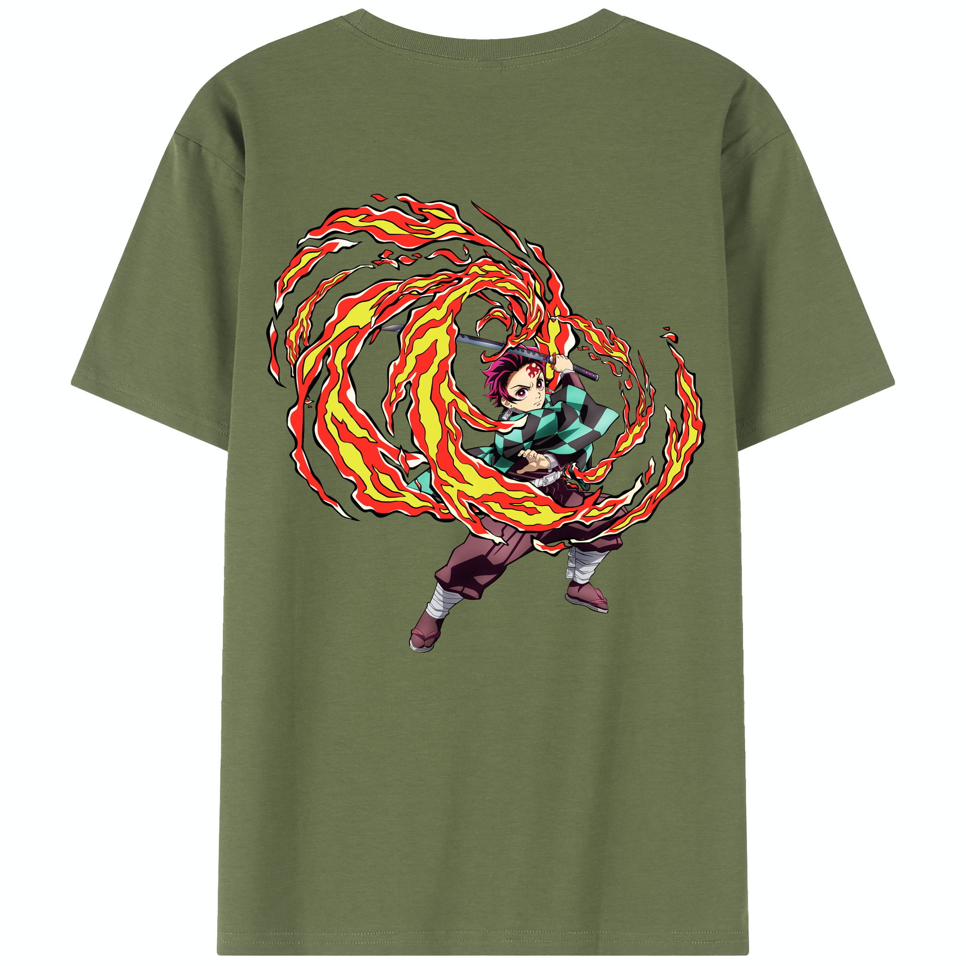 （画像用） 鬼滅の刃 竈門 炭治郎／かまど たんじろう Kamado Tanjirou 綿100％半袖Tシャツ（背面プリント）
